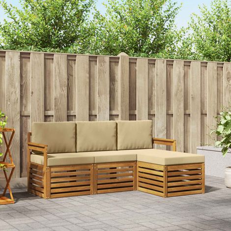 vidaXL Set di divani da esterno con cuscino 4 pcs Naturale e