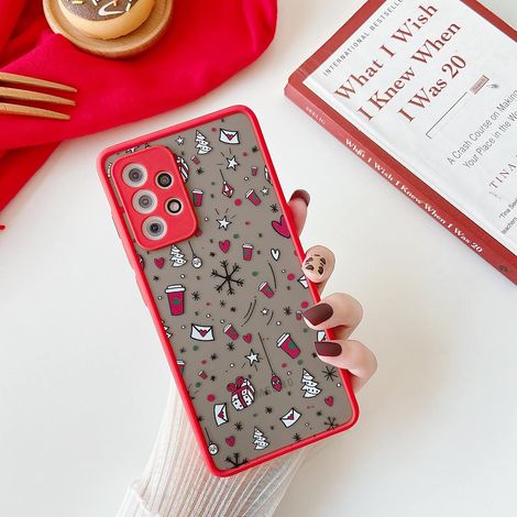 Christmas Case for Galaxy A53 5G, Shockproof Protective Case Cover with Christmas Pattern Anti-Scratch Frosted Hard PC Back with Soft Bumper, Coffee Cup (1/5)
