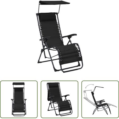 Chaise de terrasse - Chaise pliable de terrasse Textilène Noir (1/5)