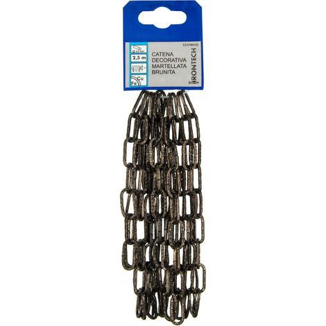 Catena decorativa pretagliata Ø 2 mm. in acciaio martellato brunito 2,5 mt.