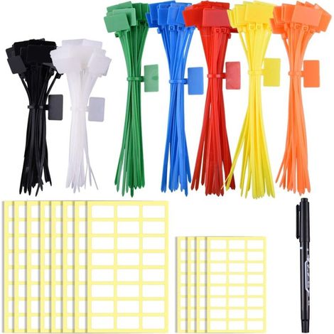 Étiquettes colorées pour câbles électriques, attaches marqueurs de 4/6 pouces (100 pièces)