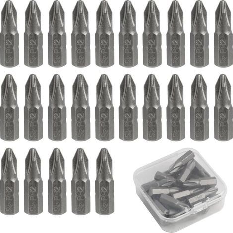 Lot de 25 embouts de tournevis PH2 x 25 mm – Embouts PH2, compatibles avec les tournevis et les perceuses, idéaux pour le bricolage, les réparations et les travaux ménagers. (1/5)