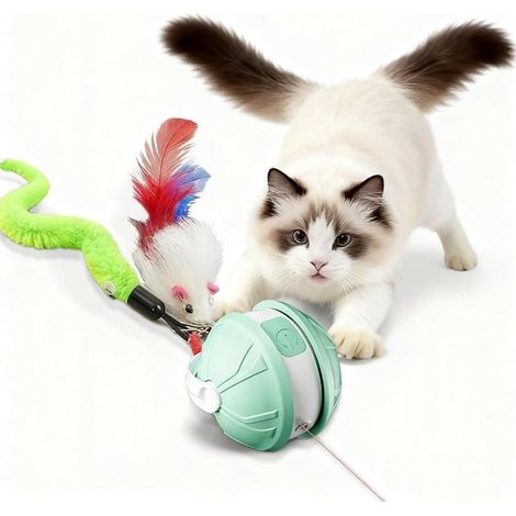 Balle interactive 2 en 1 pour chat avec ressorts - mouvement automatique - rechargeable par USB - combat l'ennui (1/5)