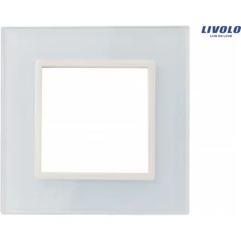 Portalampada Livolo con pannello in vetro bianco, cornice singola, modello GPF-1-61 (1/4)