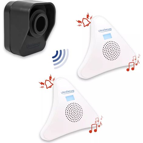 Kit alerte passage 600m "CLASSIC" - 2 carillons triangle 35 mélodies & détecteur mouvement autonome (DA600+) (1/5)