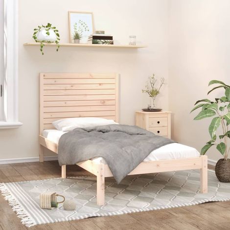 Lit simple pour adulte - Cadre de lit Bois massif 90x200 cm BV810455 - BonneVie (1/5)