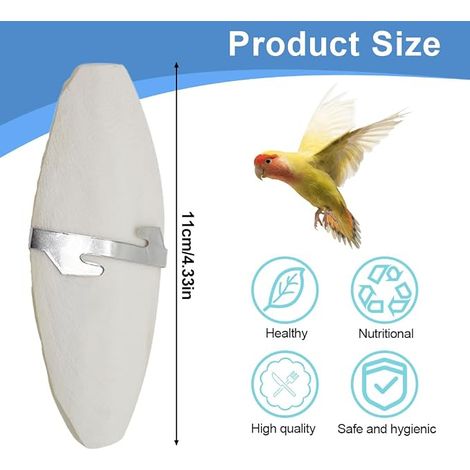Parrot Chew Toys, Bird Chew Toys with Metal Stands, Cuttlefish Bone for Parrots, Birds, Reptiles, Turtles, Snails(about 11cm) (1/4)
