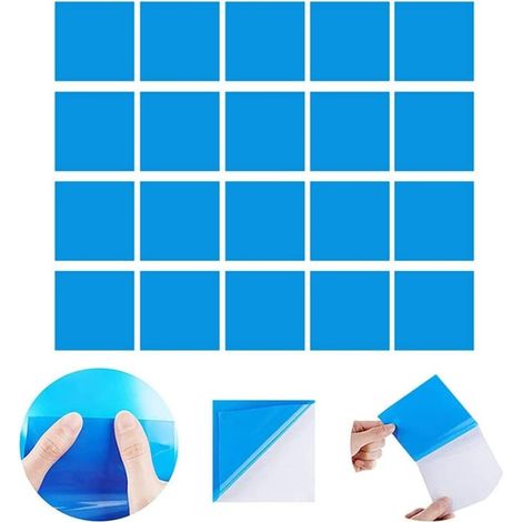 Pack de 20 parches autoadhesivos de PVC para piscinas, para camas de agua, 7 cm x 7 cm, color azul (1/4)