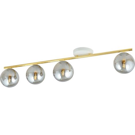 Lampada a Soffitto Monza, Acciaio verniciato a polvere, Vetro, Bianco, Oro, Grigio, 100x20x14 cm (1/5)