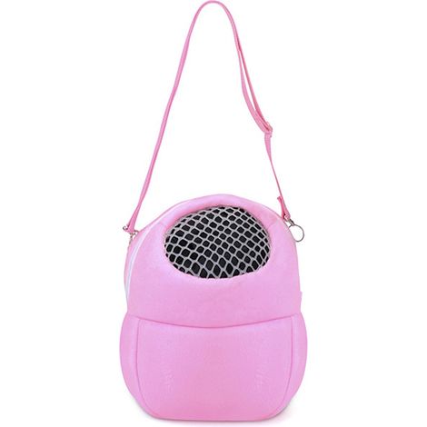 1 sac de transport pour animaux, rose, 17 x 14 cm, tissu doux et duveteux, bandoulière réglable 48–90 cm, pour hamster/rat/hérisson/lapin (1/5)