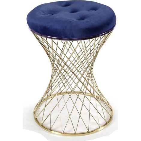 2x Sgabello trendy blu con struttura oro cm 35 x 47 h