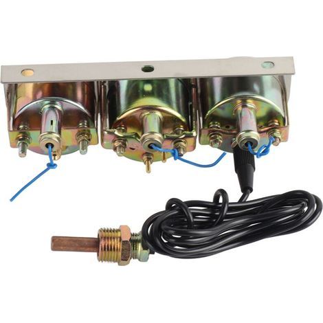 Un kit de tableau de bord de voiture 3 en 1, 52 mm/2 pouces, comprenant un indicateur de température d'eau, un indicateur de pression d'huile et un multimètre universel 12 volts. (1/5)
