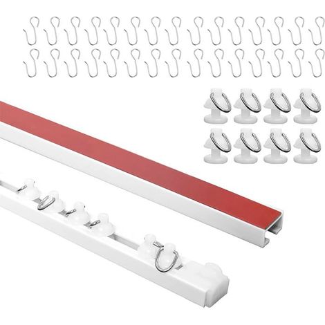 Rail à rideau autocollant - 3 m - Sans perçage - Pour plafond et mur - Adhésif haute adhérence (1/5)