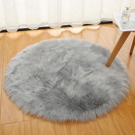 Peau de Mouton synthétique,100cm Faux Peau de Mouton Imitation Toison Moquette Peau d'agneau Tapis Fluffy Soft Longhair(Gris100 CM) (1/4)