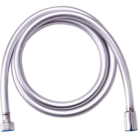 Flexible anti-twist shower head, 1.5 m shower hose, rubber, silver