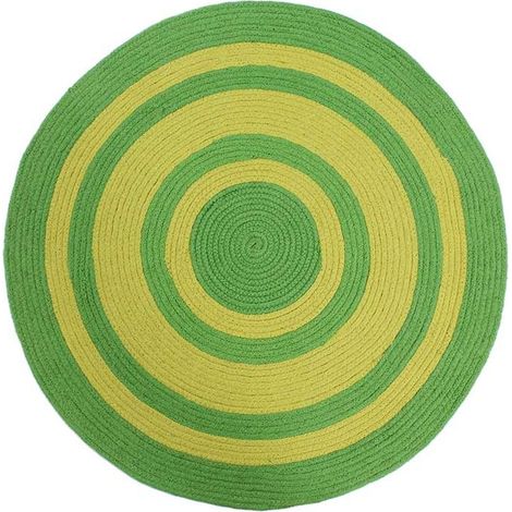 TAMTAM - Tapis en coton effet cordage bi-colore vert diam.70 (1/2)