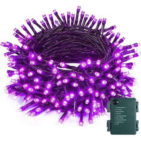1 Guirlande lumineuse, 5m 50 LED, 8 modes, étanche, violet, intérieur extérieur, Halloween fête