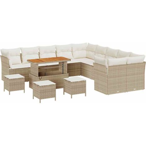 Maison Exclusive - Gartensofa-set 14 pcs Beige Poly-Rattan