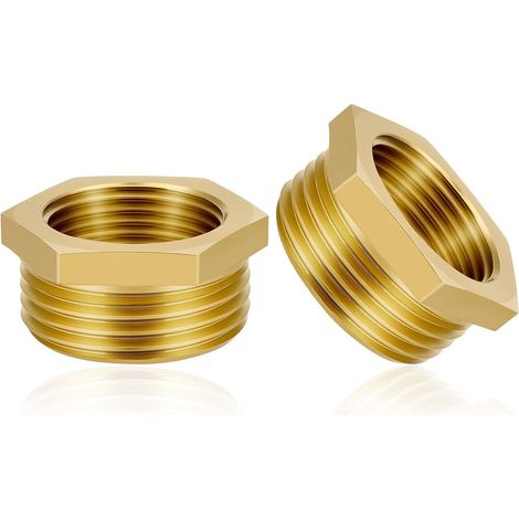 Flintronic 2 Pièces Réducteur en Laiton Adaptateur, 1/2 "Femelle à 3/4" Mâle Filetage en Laiton Douille Hexagonale Connecteur de Réduction, Réducteur Femelle Mâle, pour la Conversion de Tuyau