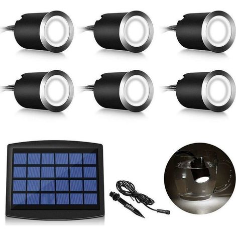 Triomphe Lot de 6 Mini Spot LED Spot encastrable au sol à LED solaire , lampadaire encastré 3W pour l'extérieur, Spot encastrable au sol extérieur, antirouille, chargeable jusqu'à 800 kg, 12V24V DC (1/5)