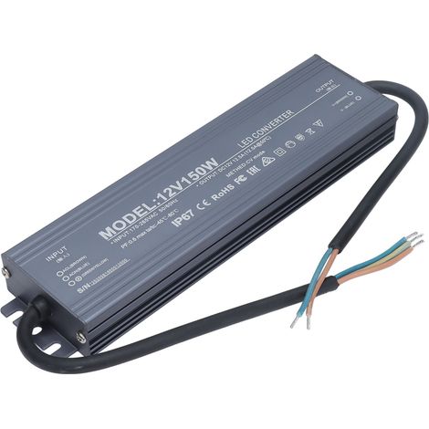 IP67 wasserdichter LED-Transformator, 12V 12,5A Netzteil, AC170-265V Spannungswandler, Adapter für LED-Streifen, 150W wasserdichter Treiber. (1/5)