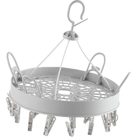 Étendoir à chaussettes créatif, étendoir à vêtements bébé multi-pinces, étendoir de balcon, étendoir à sous-vêtements, rond - gris (1/5)