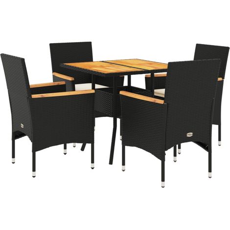 Maison Exclusive - 5-tlg. Garten-Essgruppe mit Kissen Schwarz Pol