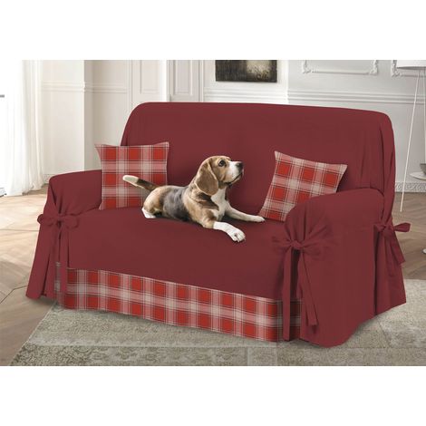 Copridivano Con Laccetti Disegno Scozia Colore Bordeaux Modello O.B., misuraPoltronacoloreBordeaux (1/4)