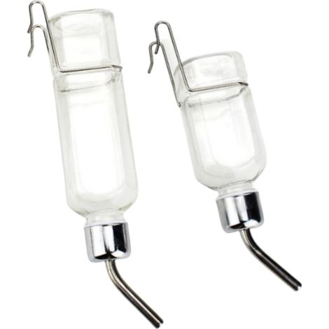 Lot de 2 bouteilles d'eau anti-goutte pour cage d'animaux - Abreuvoir suspendu avec distributeur, pour lapin, cochon d'Inde, hérisson, écureuil, rat, chinchilla et hamster