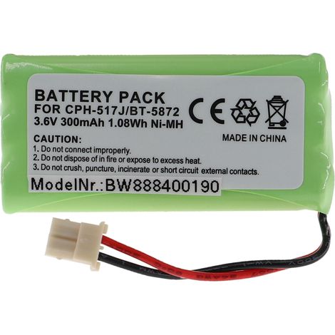 vhbw Replacement Battery compatible with Vtech LS5105, LS5145, LS5146 Wireless Landline Phone (300mAh, 3.6V, NiMH)