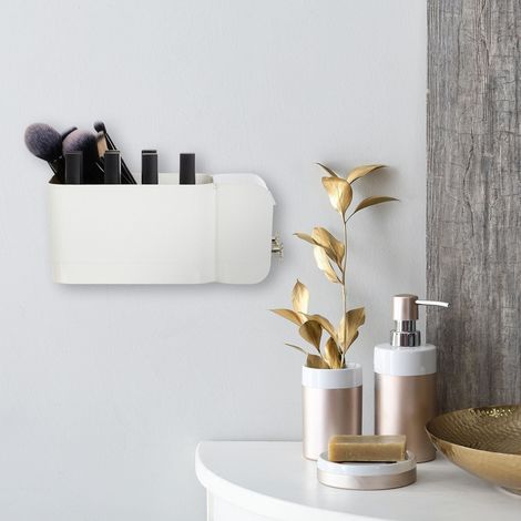 Organizer per cosmetici da bagno adesivo bianco 4 scomparti