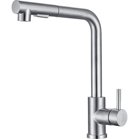 Robinet de cuisine ZTFORUS avec douchette extractible, mitigeur rotatif 360°, 2 jets réglables, robinetterie en acier brossé de haute qualité (1/5)