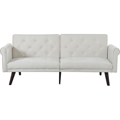 Divano letto 2 posti convertibile in velluto beige MODENUIT (1/5)