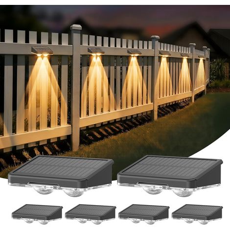 Lot de 6 Appliques Murales Solaires Extérieur, Lampe Solaire Murale LED avec Blanc Chaud & 6 Couleurs RGB, Étanches IP65 pour Patios (1/5)