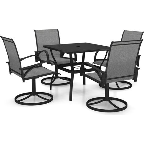 Ensemble de salle à manger de jardin meuble extérieur 5 pièces textilène et acier