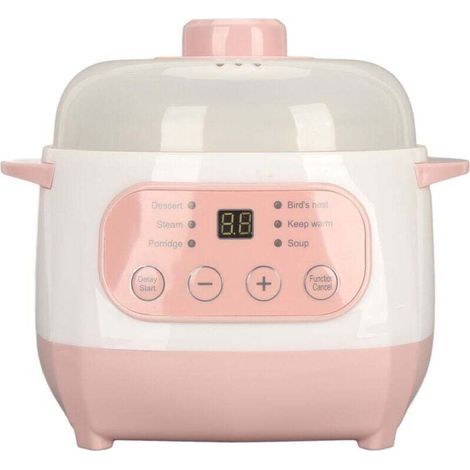 Mijoteuse, 200W 1L Petite Mijoteuse avec Pot Intérieur en Céramique Température et Durée Réglables Mini Marmite électrique Automatique Cuiseur de Bouillie de Soupe en Céramique (1/4)