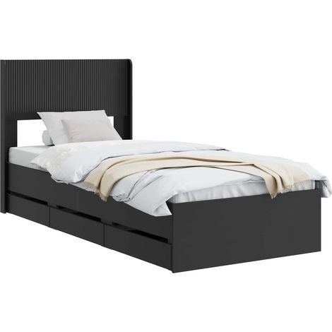 Estructura de cama con almacenamiento y cabecero Negro vidaXL (1/5)