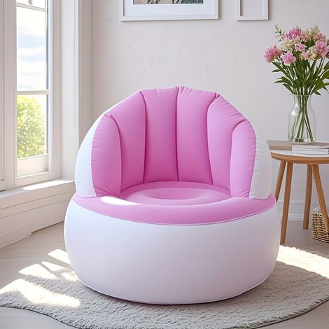 Canapé gonflable simple avec dossier, pliable et portable, en PVC, pour salon, chambre à coucher, balcon, rose (1/4)