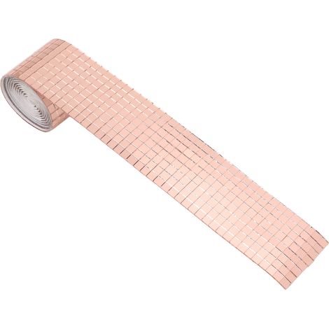 1600 pièces autocollantes miroir mosaïque, carreaux de verre adhésifs carrés, stickers muraux pour décoration intérieure, or rose (1/5)