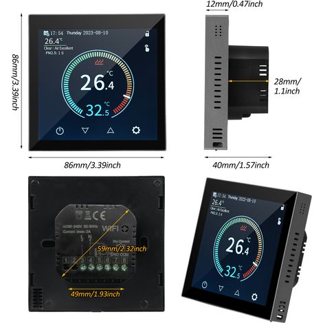 HYT001 Intelligenter WLAN-Heizthermostat, digitaler Temperaturregler, steuerbar über Handy-App, Touchscreen, LCD-Bildschirm, wöchentlich programmierbarer Frostschutz für Zuhause, Büro, Hotel, Schule u (1/5)