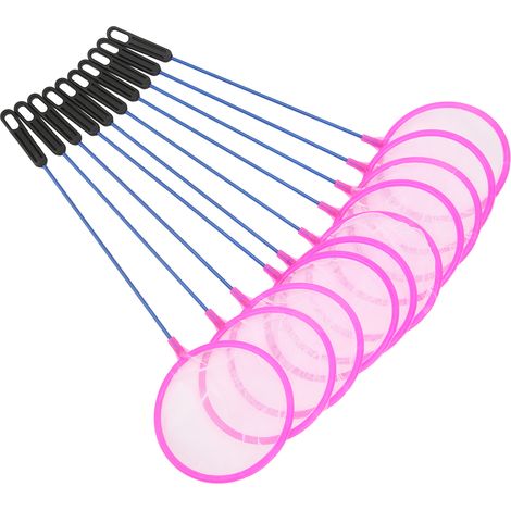 Lot de 10 petits filets de pêche ronds en plastique à gros trous, légers, pour aquarium, poissons rouges et crevettes. (1/5)