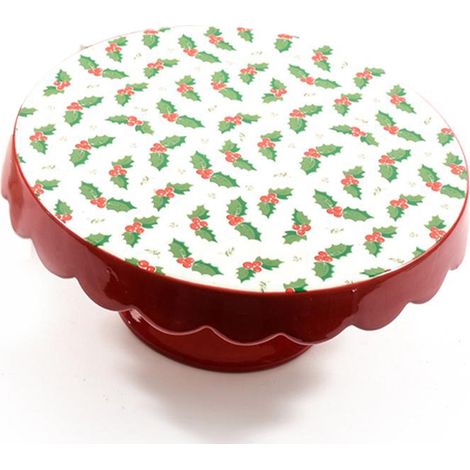 Alzata su piede in ceramica per decorazioni natalizie Ø 26 cm -Rosso (1/4)