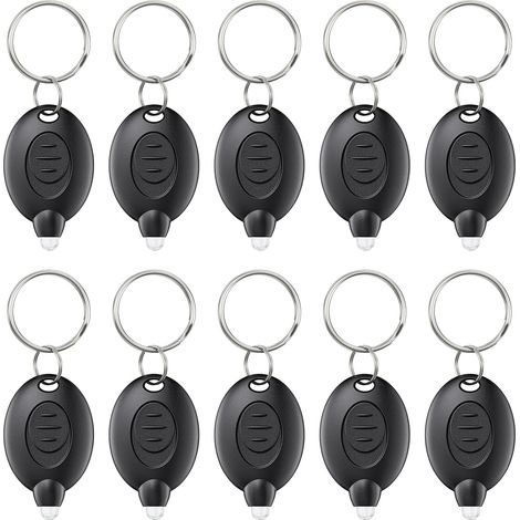 Lot de 10 porte-clés LED - Mini porte-clés LED - 12 lumens - Portable - Super lumineux - Alimenté par batterie - Boîtier noir [Classe énergétique A] (1/5)