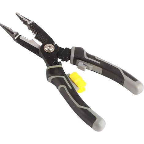 Pince à sertir multifonction grise pour électricien, dénudeuse et coupeuse de fils (1/5)