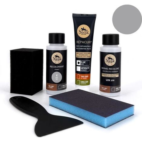 Kit de Renovación de Cuero (4-GRIS) - SOFOLK - Para Volante, asiento de Auto, Silla, tapicería, Zapato (1/4)
