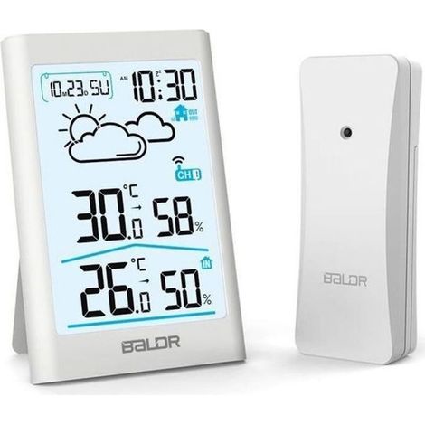 STATION METEO - BAROMETRE Station Station without wire BALDR B0341 - Clock HD Screen 20s Retro-lighting - Distance of 80m (1/4)