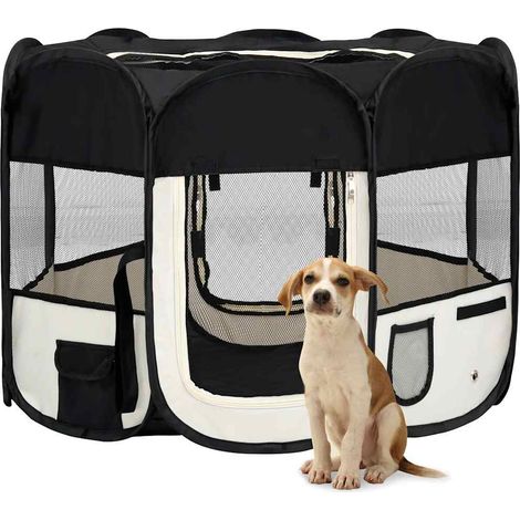 vidaXL Box per Cani Pieghevole con Borsa Trasporto Nero 90x90x58