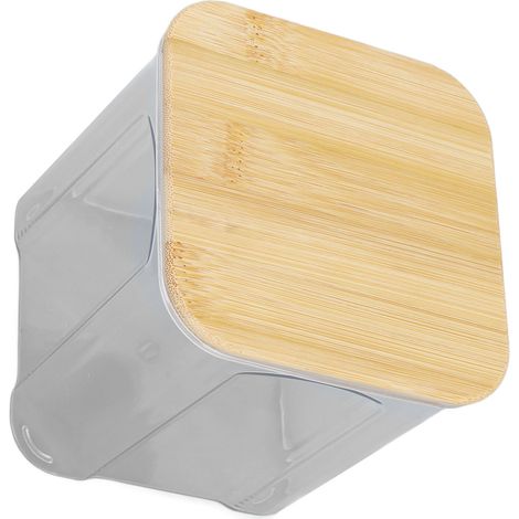 Boîte de conservation hermétique transparente avec couvercle en bambou pour nouilles, farine, céréales, riz, thé, café en grains, 900 ml, 10,7 x 11 cm / 4,2 x 4,3 pouces