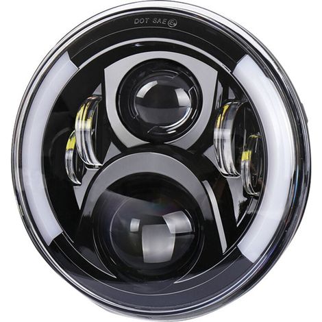 12V/24V LED-Motorradscheinwerfer, runde Retro-Blinker, Scheinwerferersatz für 7-Zoll Jeep Wrangler