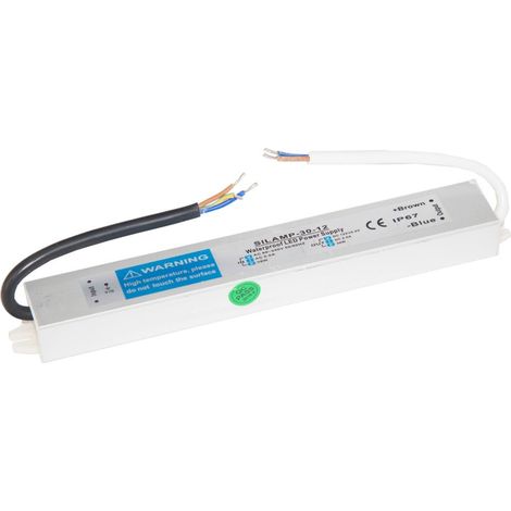 Silamp – Transformateur pour luminaire 30W 220V à 12V IP67 – Étanche et adapté à l'extérieur – Protection contre surcharges et courts-circuits